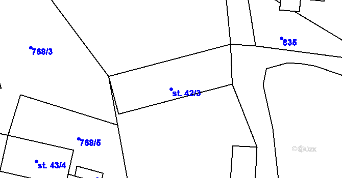 Parcela st. 42/3 v KÚ Jelmo, Katastrální mapa