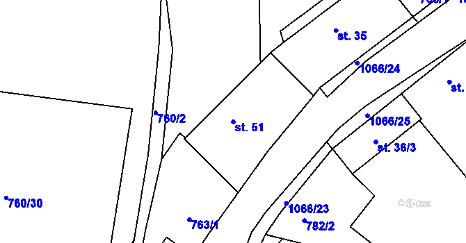 Parcela st. 51 v KÚ Jelmo, Katastrální mapa