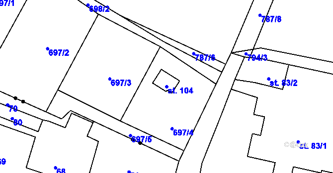 Parcela st. 104 v KÚ Jelmo, Katastrální mapa