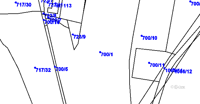 Parcela st. 700/1 v KÚ Jelmo, Katastrální mapa