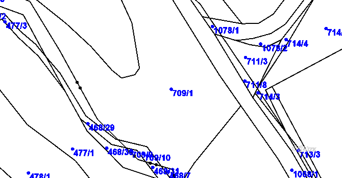 Parcela st. 709/1 v KÚ Jelmo, Katastrální mapa