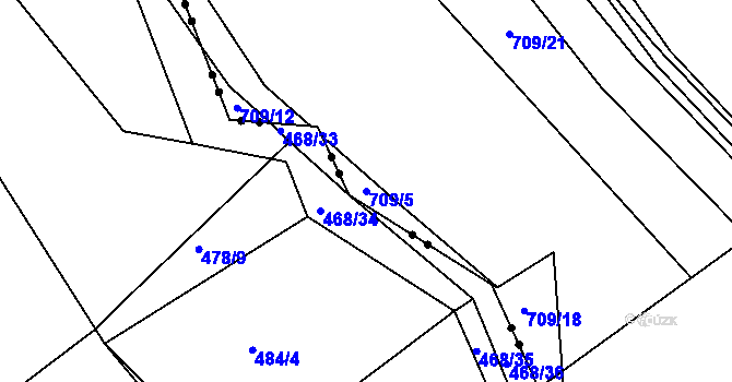 Parcela st. 709/5 v KÚ Jelmo, Katastrální mapa