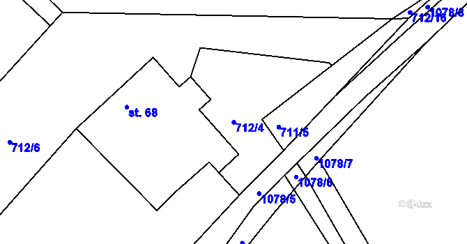 Parcela st. 712/4 v KÚ Jelmo, Katastrální mapa