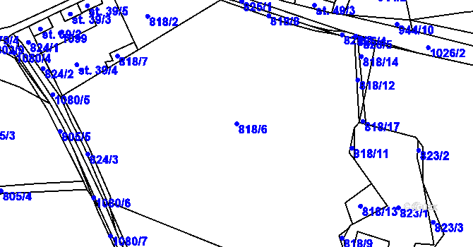 Parcela st. 818/6 v KÚ Jelmo, Katastrální mapa