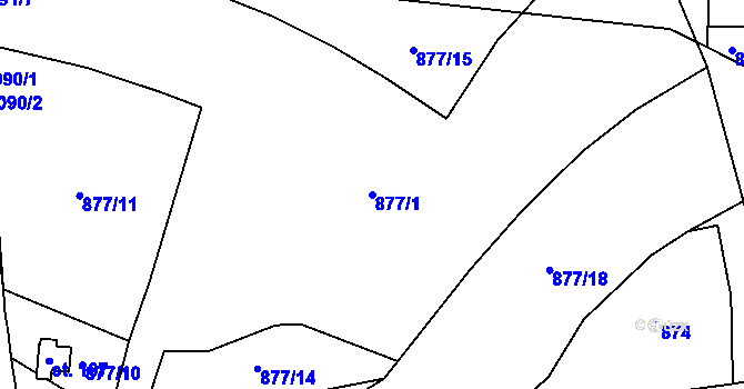 Parcela st. 877/1 v KÚ Jelmo, Katastrální mapa
