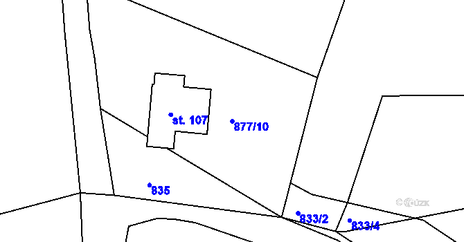 Parcela st. 877/10 v KÚ Jelmo, Katastrální mapa