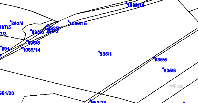 Parcela st. 935/1 v KÚ Jelmo, Katastrální mapa