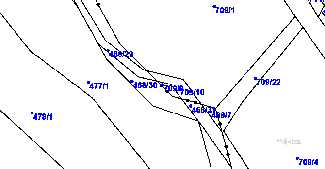 Parcela st. 709/9 v KÚ Jelmo, Katastrální mapa