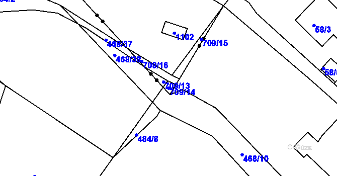 Parcela st. 709/14 v KÚ Jelmo, Katastrální mapa