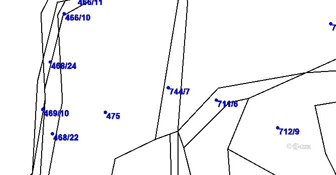 Parcela st. 744/7 v KÚ Jelmo, Katastrální mapa