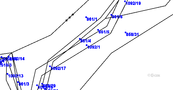 Parcela st. 1092/1 v KÚ Jelmo, Katastrální mapa