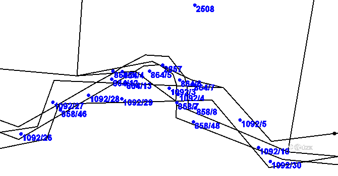 Parcela st. 1092/3 v KÚ Jelmo, Katastrální mapa