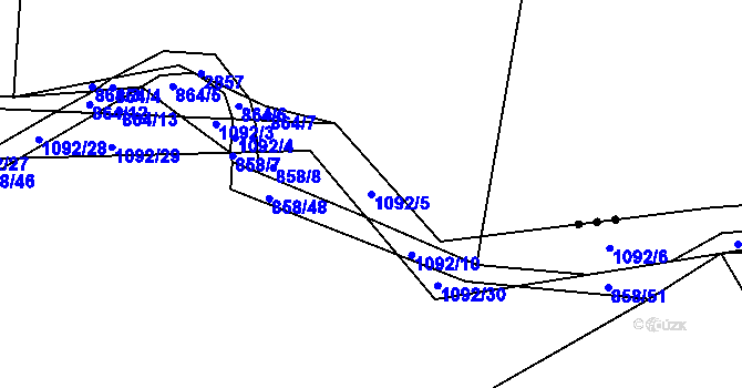 Parcela st. 1092/5 v KÚ Jelmo, Katastrální mapa