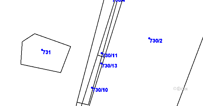 Parcela st. 730/11 v KÚ Jelmo, Katastrální mapa