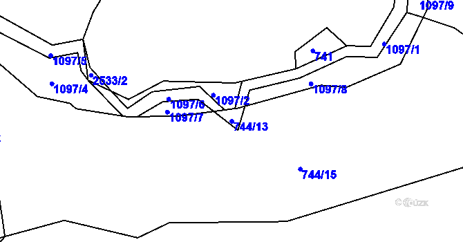 Parcela st. 744/13 v KÚ Jelmo, Katastrální mapa