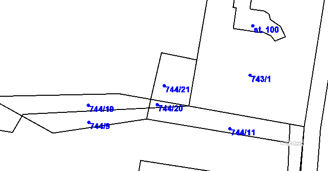 Parcela st. 744/21 v KÚ Jelmo, Katastrální mapa
