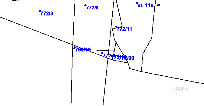 Parcela st. 772/9 v KÚ Jelmo, Katastrální mapa