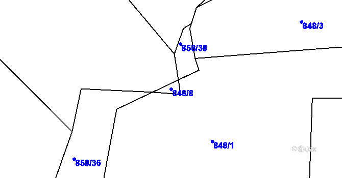 Parcela st. 848/8 v KÚ Jelmo, Katastrální mapa