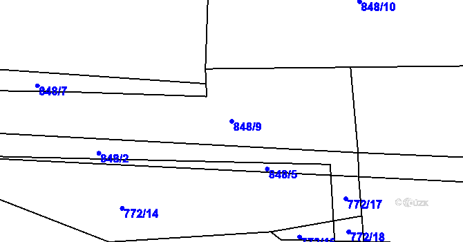 Parcela st. 848/9 v KÚ Jelmo, Katastrální mapa