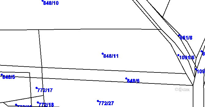 Parcela st. 848/11 v KÚ Jelmo, Katastrální mapa