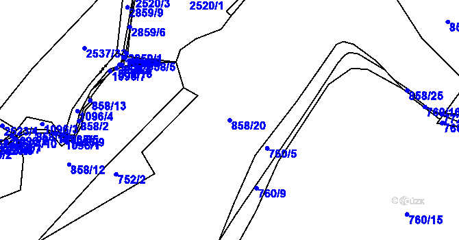 Parcela st. 858/20 v KÚ Jelmo, Katastrální mapa