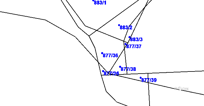 Parcela st. 877/36 v KÚ Jelmo, Katastrální mapa