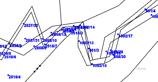 Parcela st. 1092/13 v KÚ Jelmo, Katastrální mapa