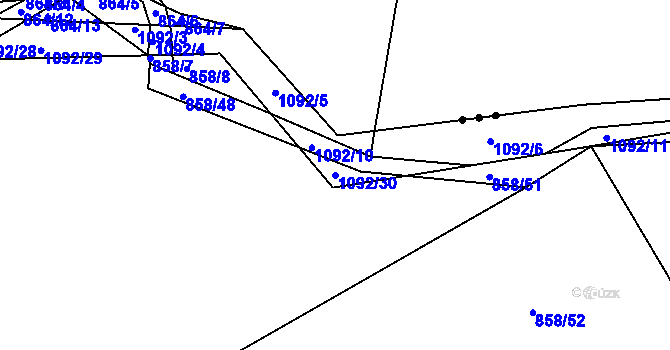 Parcela st. 1092/30 v KÚ Jelmo, Katastrální mapa