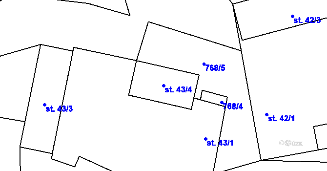 Parcela st. 43/4 v KÚ Jelmo, Katastrální mapa