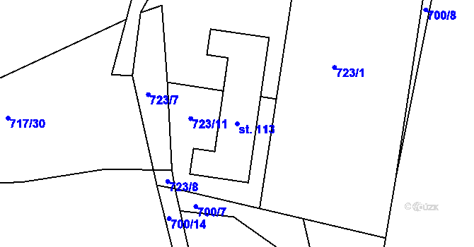 Parcela st. 113 v KÚ Jelmo, Katastrální mapa