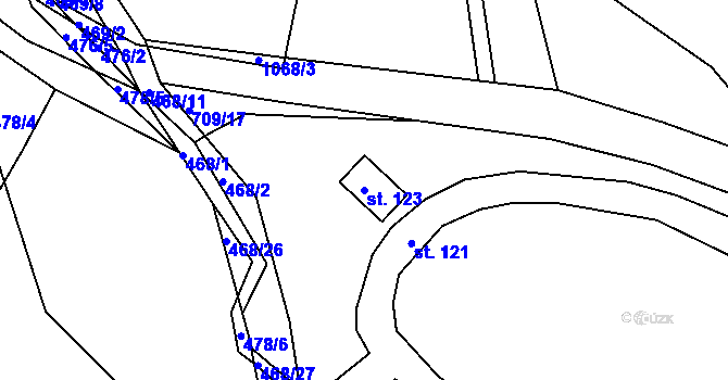 Parcela st. 123 v KÚ Jelmo, Katastrální mapa