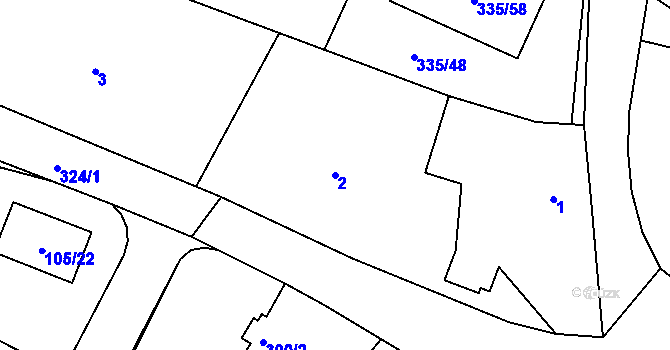 Parcela st. 2 v KÚ Libníč, Katastrální mapa