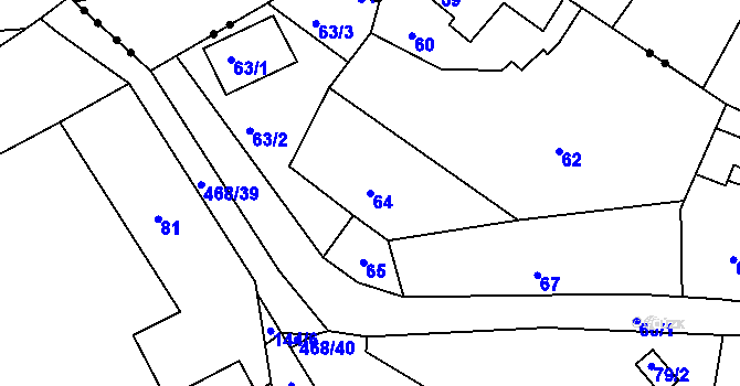 Parcela st. 64 v KÚ Libníč, Katastrální mapa