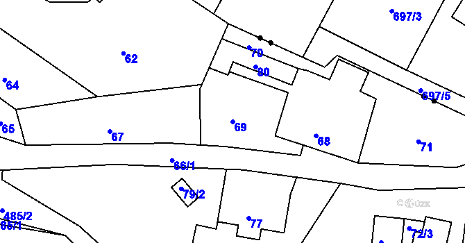Parcela st. 69 v KÚ Libníč, Katastrální mapa