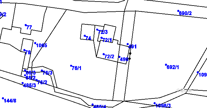 Parcela st. 72/2 v KÚ Libníč, Katastrální mapa