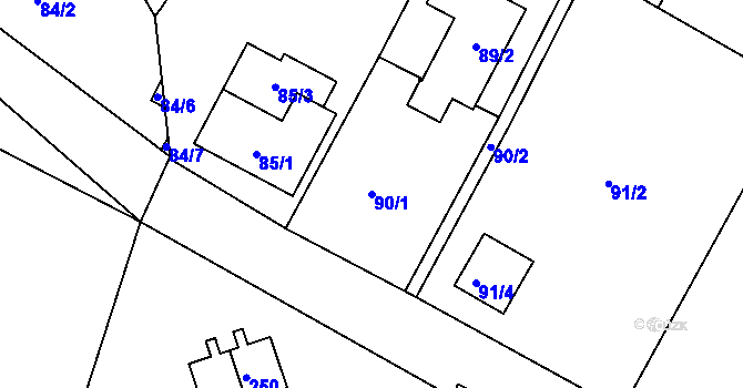 Parcela st. 90/1 v KÚ Libníč, Katastrální mapa