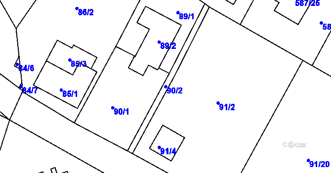 Parcela st. 90/2 v KÚ Libníč, Katastrální mapa