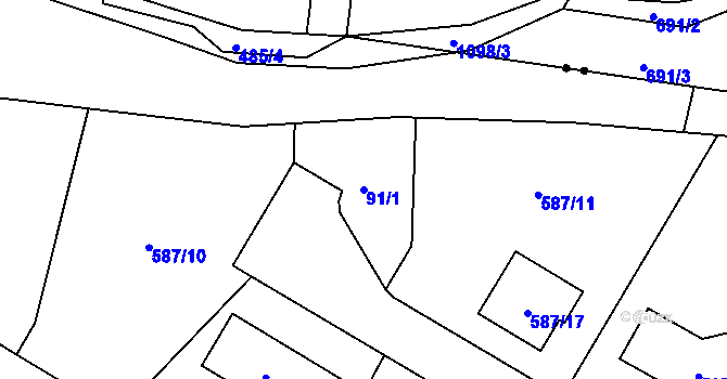 Parcela st. 91/1 v KÚ Libníč, Katastrální mapa