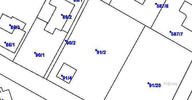 Parcela st. 91/2 v KÚ Libníč, Katastrální mapa