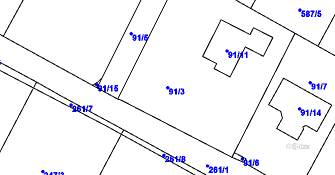 Parcela st. 91/3 v KÚ Libníč, Katastrální mapa