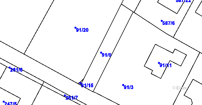 Parcela st. 91/5 v KÚ Libníč, Katastrální mapa