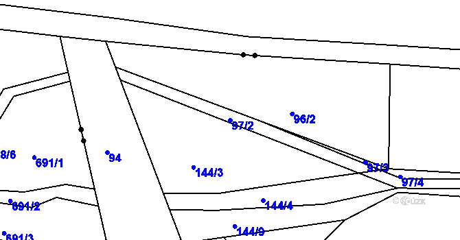 Parcela st. 97/2 v KÚ Libníč, Katastrální mapa