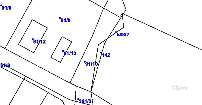 Parcela st. 142 v KÚ Libníč, Katastrální mapa