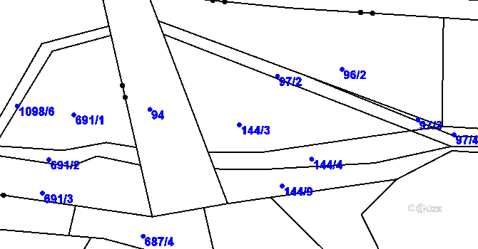 Parcela st. 144/3 v KÚ Libníč, Katastrální mapa