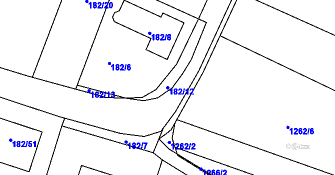 Parcela st. 182/12 v KÚ Libníč, Katastrální mapa