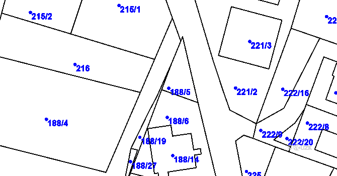 Parcela st. 188/5 v KÚ Libníč, Katastrální mapa