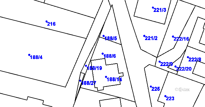 Parcela st. 188/6 v KÚ Libníč, Katastrální mapa