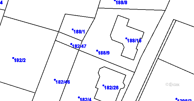 Parcela st. 188/9 v KÚ Libníč, Katastrální mapa