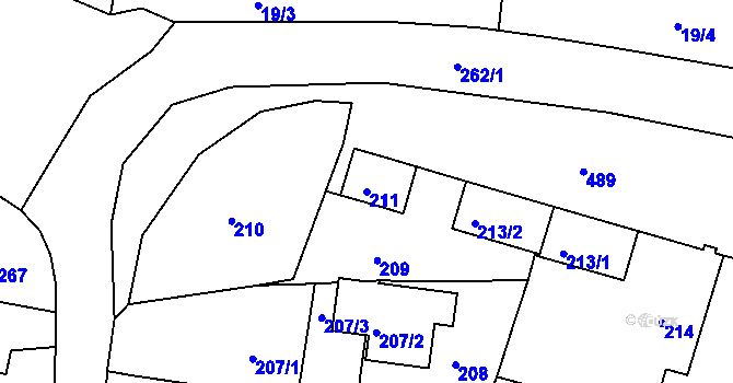 Parcela st. 211 v KÚ Libníč, Katastrální mapa