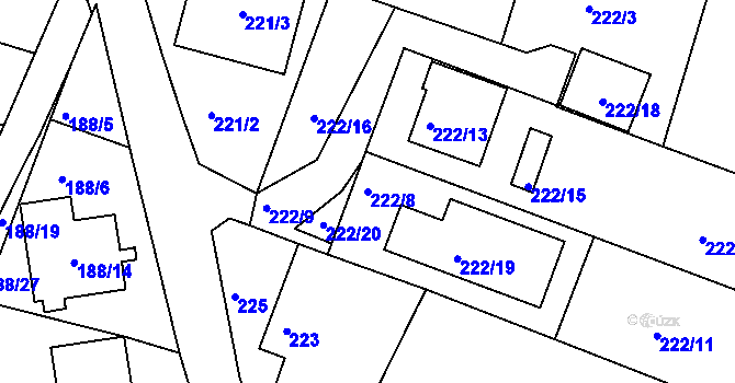 Parcela st. 222/8 v KÚ Libníč, Katastrální mapa